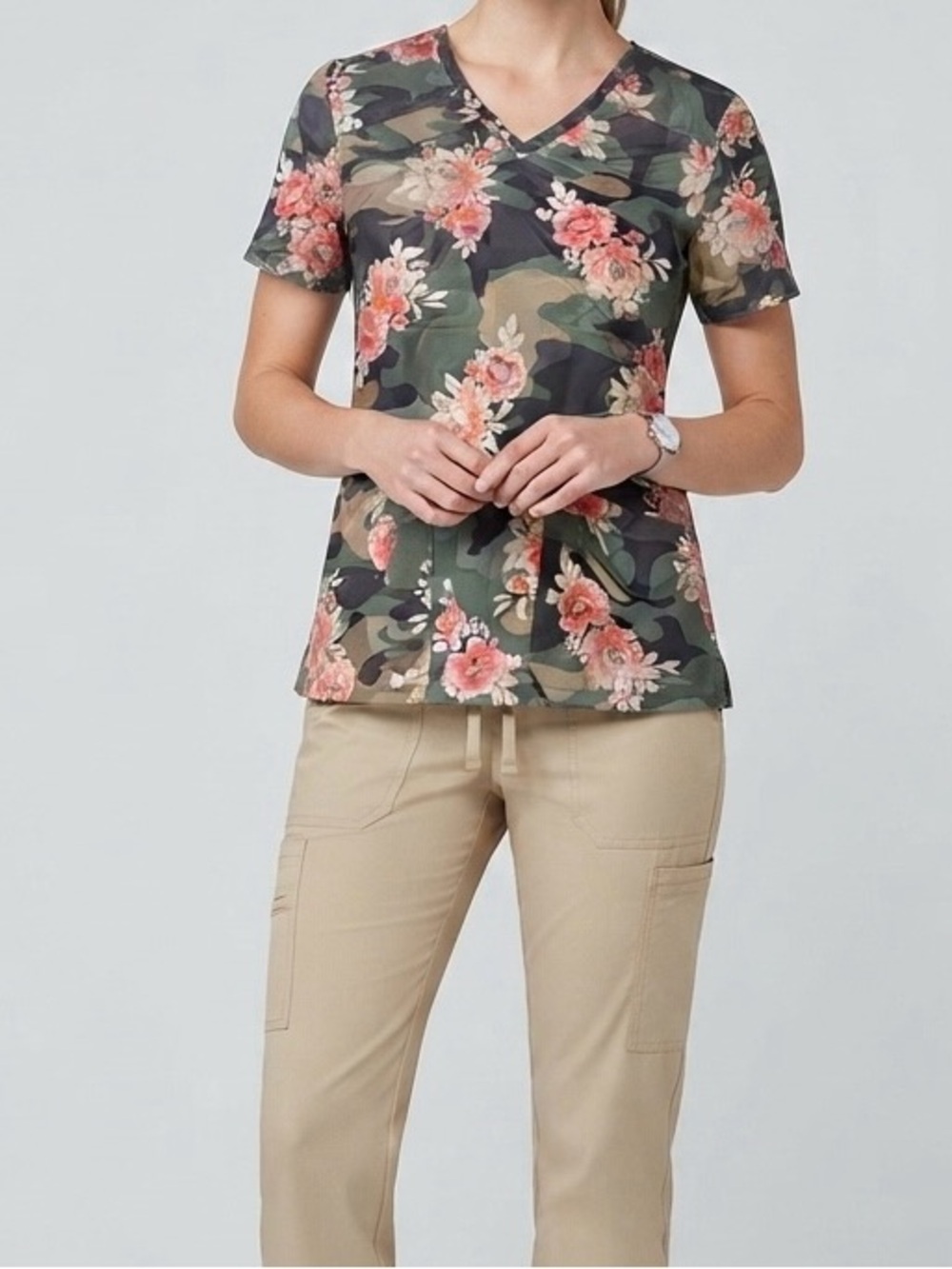 Dickies • Women's Floral Camo V-Neck Classic Fit Scrub Top